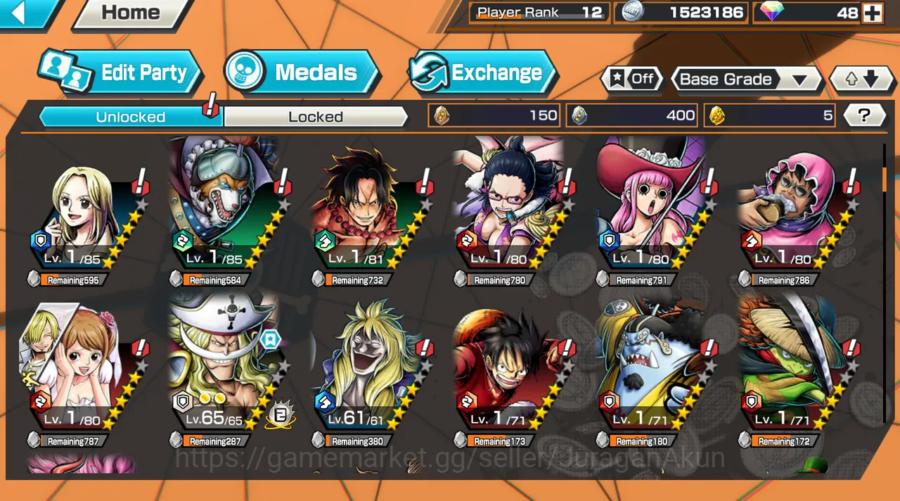 Ex G5 Luffy, Ex Perona, Edward Newgate, Sabo, etc | Full Access | Android | Check SS (OPBR708) One Piece Bounty Rush Mid-Tier Ex G5 Luffy, Ex Perona, Edward Newgate, Sabo, etc image 1