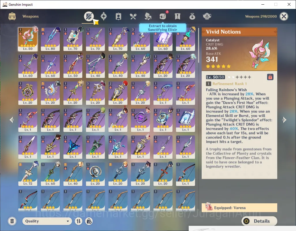 Genshin Impact Accounts Mid Game ASIA| AR54 |4 Limited 1 [5*Weapon]|Varesa+Sign|Xianyun,Raiden Shogun,Furina,Tieghnari|Take 3