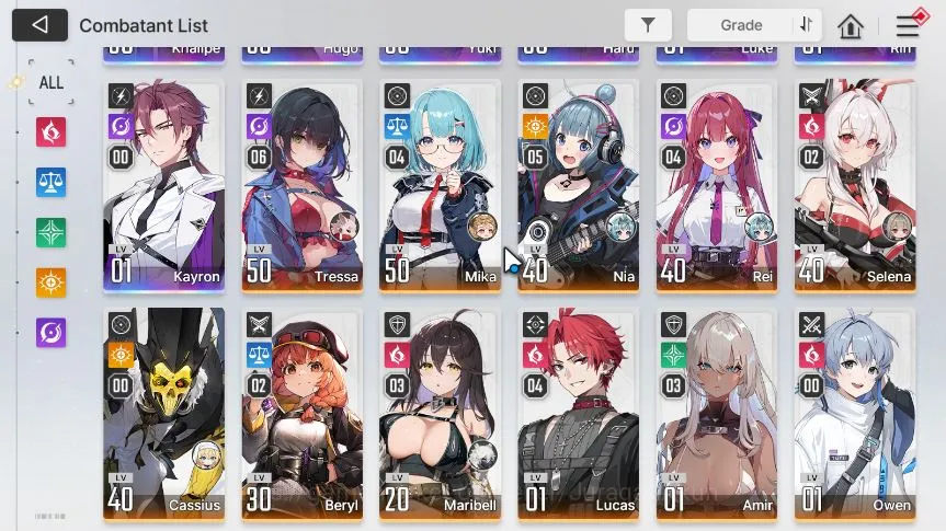 Chaos Zero Nightmare Accounts GLOBAL|Lv 47|7 SSR(Khalipe M2,Haru,Hugo M1,Luke,Rin,Kayron,Yuki)+ 11SR+19 SR Partner|Cry 4