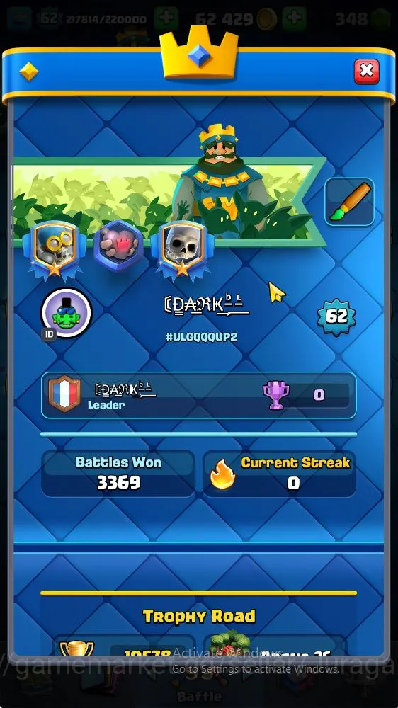 Lvl 62|Trophy 10578|KTL 15|Limited Skin|Card 121|1 Hero,22 EVO,5 Max,8 Champ,21 Legend,33 Epic,30 Rare|Take Email(CR1116) Clash Royale High-End Lvl 62|Trophy 10578|KTL 15|Limited Skin|Card 121|1 image 1