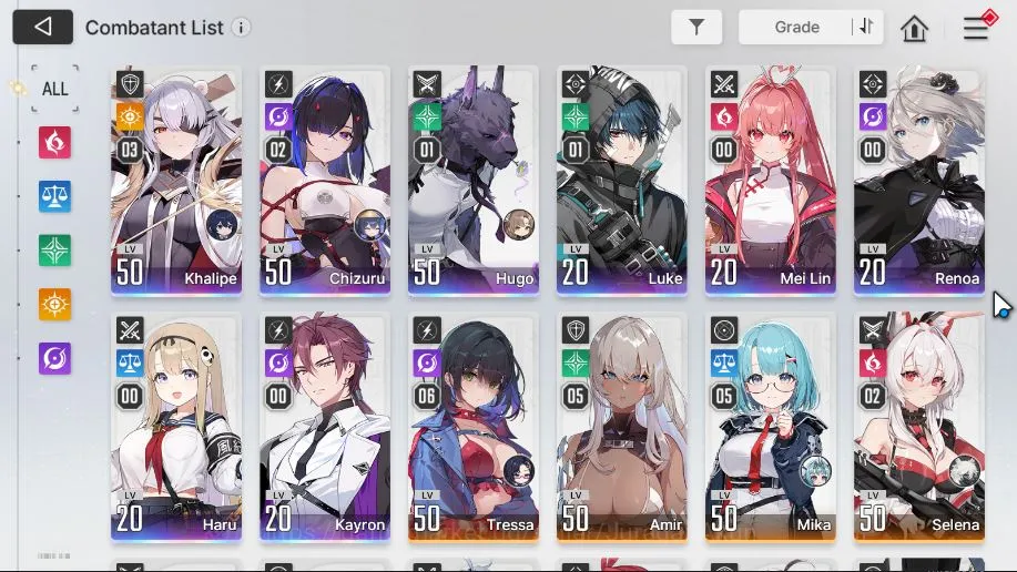 Chaos Zero Nightmare Accounts Global | LV 47 | 8 SSR [ChizuruM2+Sign,KhalipeM3,HugoM1,LukeM1,MeiLin,Haru,etc]+ 10 SR | Log 2