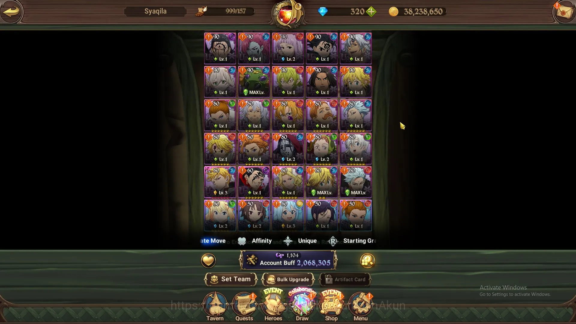 The Seven Deadly Sins: Grand Cross Accounts Midgame ASIA|2M CC| 5 UR + Blessing Collabs + 320 Gems 5