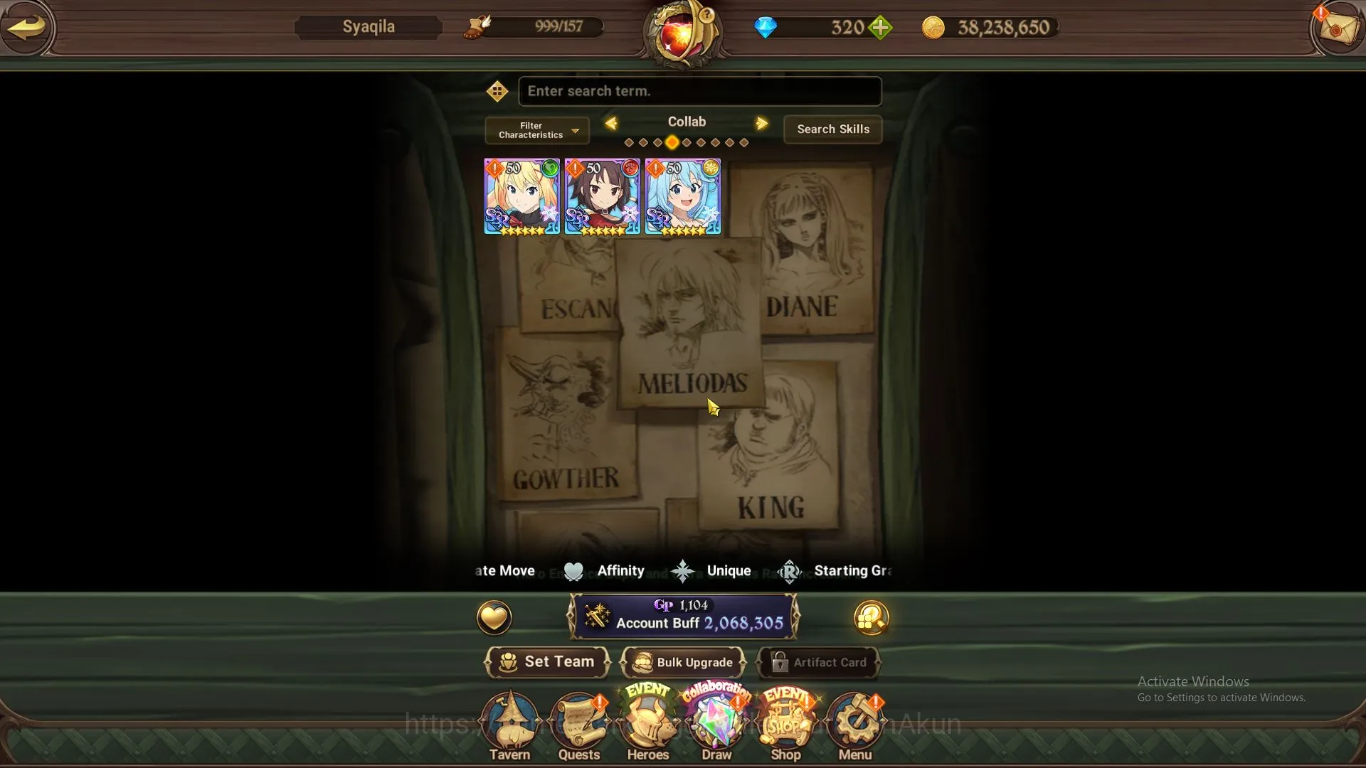 The Seven Deadly Sins: Grand Cross Accounts Midgame ASIA|2M CC| 5 UR + Blessing Collabs + 320 Gems 7