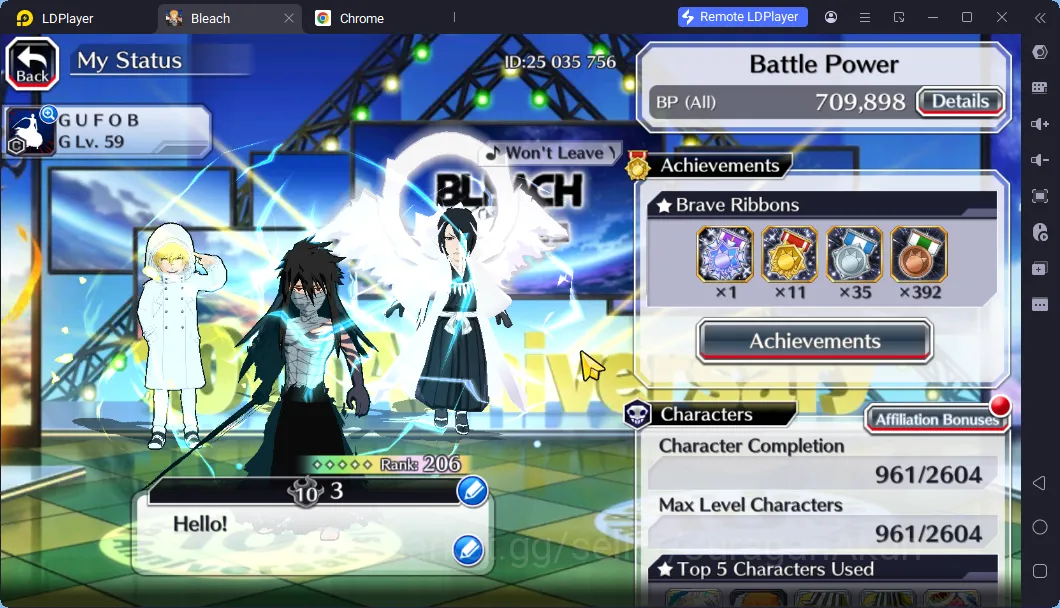 Bleach: Brave Souls Accounts High-End [GLOBAL] 47K Orbs|Nelliel 10th Art,Gremmy 9th Anniv, Ichigo 9th, Byakuya