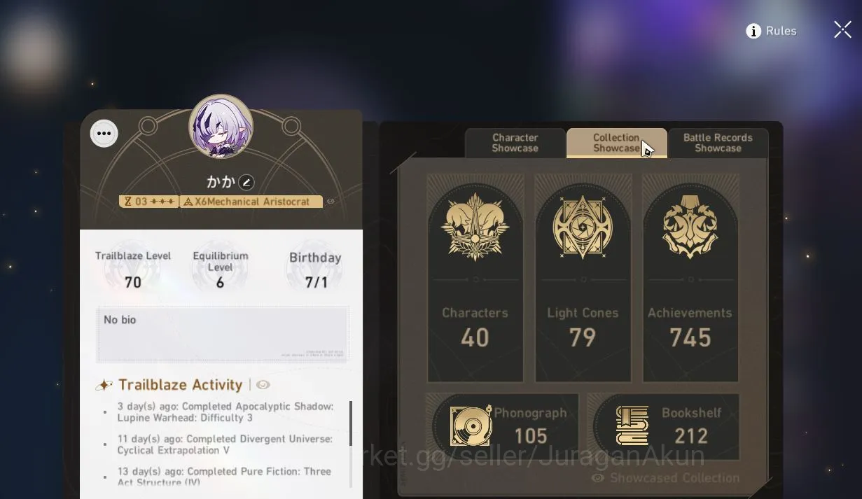 Honkai Star Rail Accounts Mid Game ASIA|TL70|8 Limit [SaberE1+Sign,Sunday,FireflyE1+Sign,The 2