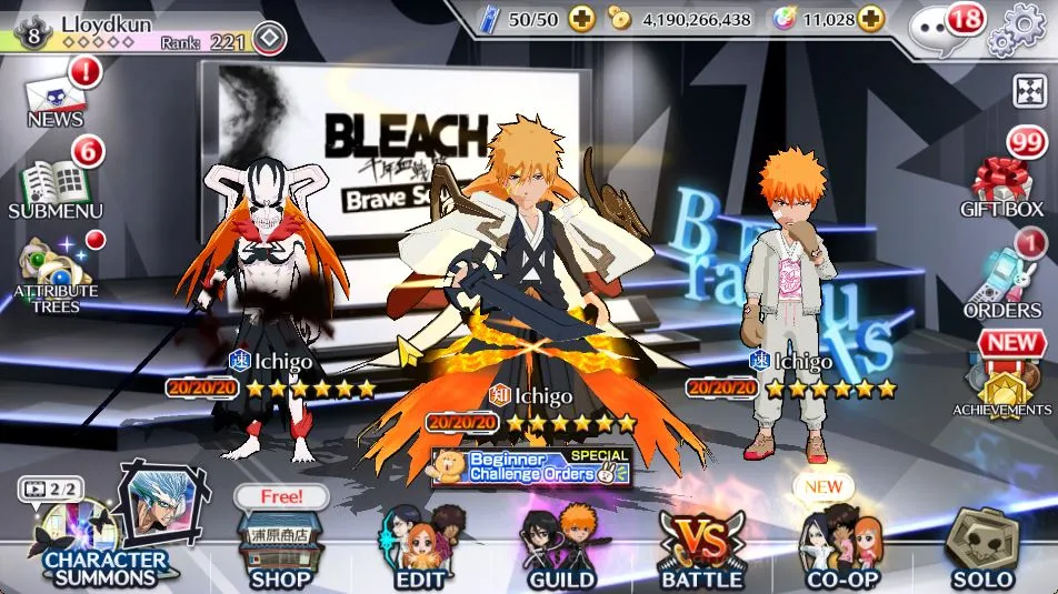Bleach: Brave Souls Accounts Mid-Tier Global BP 1,1M|11K Orb|6 MT[CreatorArt(Ichigo,Renji),TYBW25(Askin,Ichigo),CangDu