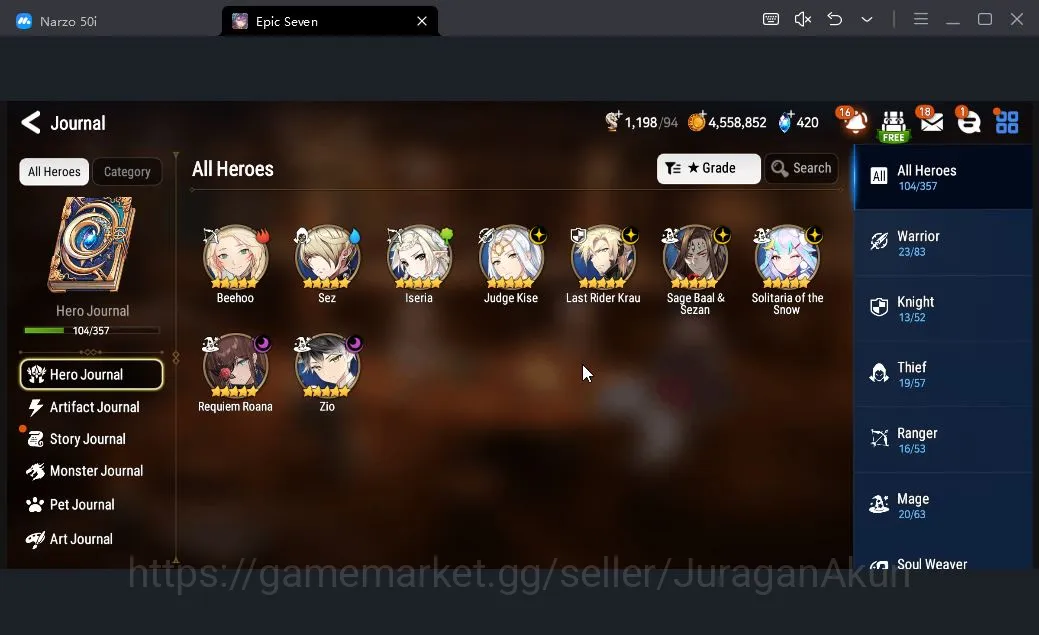 Epic Seven Accounts Global Unverif| 6ML (SageBaalZezan,RequiemRoana,Zi image 1