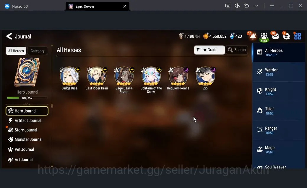 Epic Seven Accounts Global Unverif| 6ML (SageBaalZezan,RequiemRoana,Zi image 2