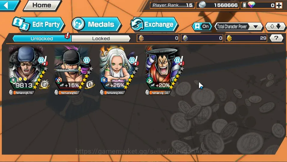 One Piece Bounty Rush Accounts Starter Global|4 META EX|Blackbeard Pirates Kuzan,Raid Oni Zoro,Seraphim S-Snake,Daimyo Kuri 3