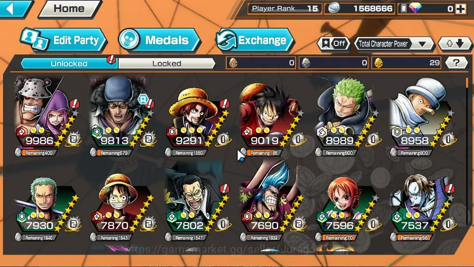 One Piece Bounty Rush Accounts Starter Global|4 META EX|Blackbeard Pirates Kuzan,Raid Oni Zoro,Seraphim S-Snake,Daimyo Kuri 5