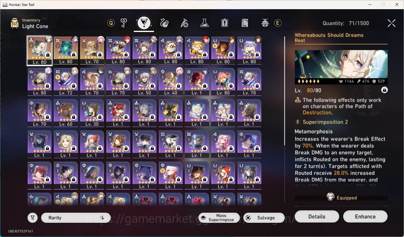 Honkai Star Rail Accounts Mid Game Asia|7 Limited + 3[5Star Weapon]|Firefly E1+Sign,Castorice,The Herta,Tribbie,Lingsha|Take 4