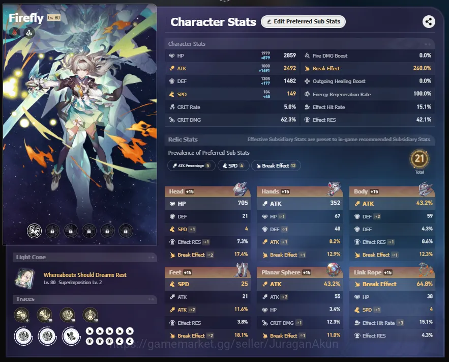 Honkai Star Rail Accounts Mid Game Asia|7 Limited + 3[5Star Weapon]|Firefly E1+Sign,Castorice,The Herta,Tribbie,Lingsha|Take 5