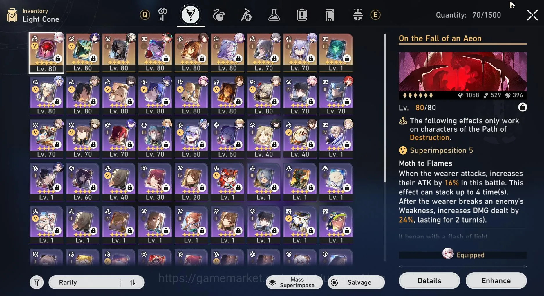 Honkai Star Rail Accounts End Game ASIA [TL70] 9 Limited (Castorice+Sign S2,Ruan Mei E1,Fugue,Rappa,Robin 4