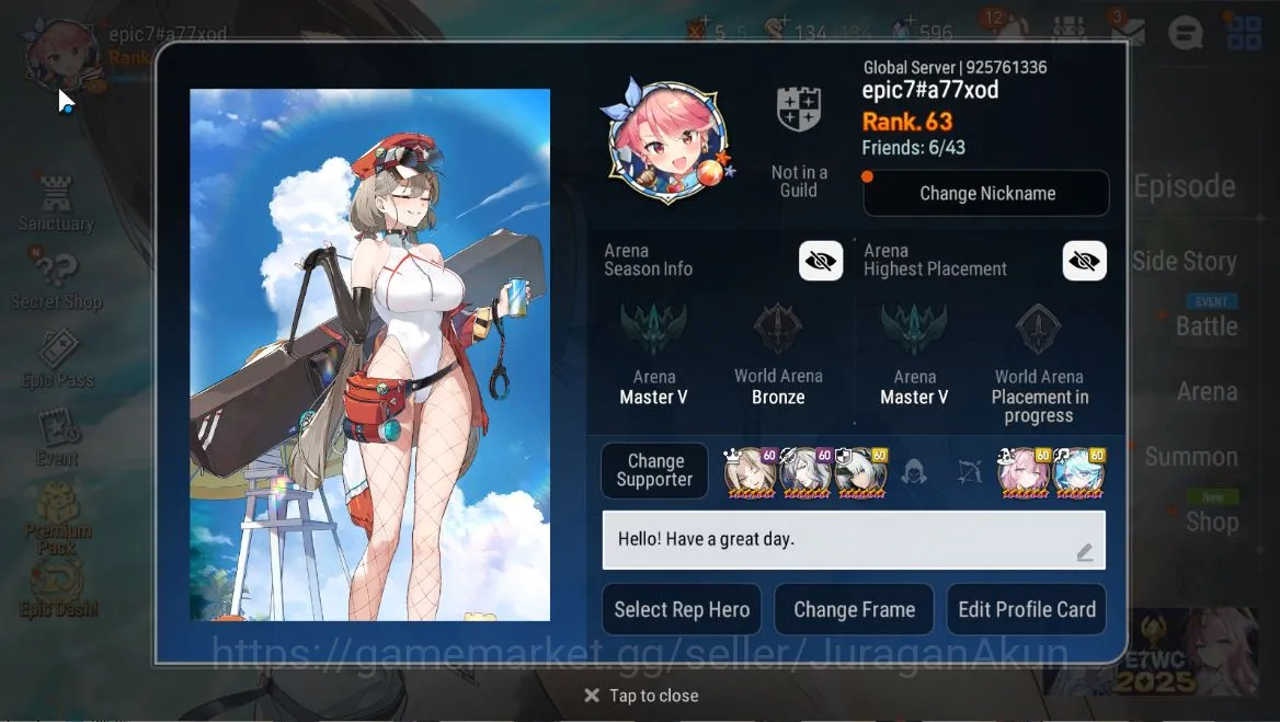 Epic Seven Mid-Tier Global Unverif|7ML(DKSharun,Maid Chloe,Straze,etc) image 1