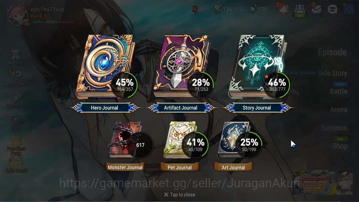 Epic Seven Accounts Mid-Tier Global Unverif|7ML(DKSharun,Maid Chloe,Straze,etc)&Abigail,Sigret,Alencia,etc|596 2