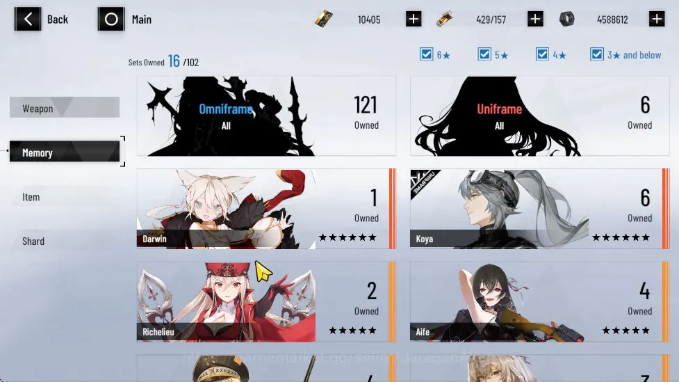 Punishing: Gray Raven Accounts Starter NA | 10K BC + 3K GoldenCard + 8K BlueCard | LuciaCW, Camu, Feral | Chapter 4 |Char 5
