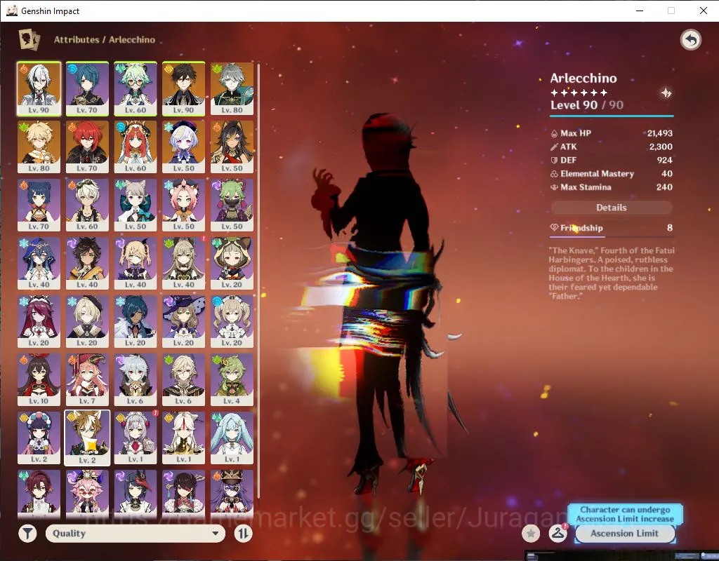 Genshin Impact Accounts ASIA|AR 55|3 Limited + 3 [5 Star Weapon]| Arlecchi image 3