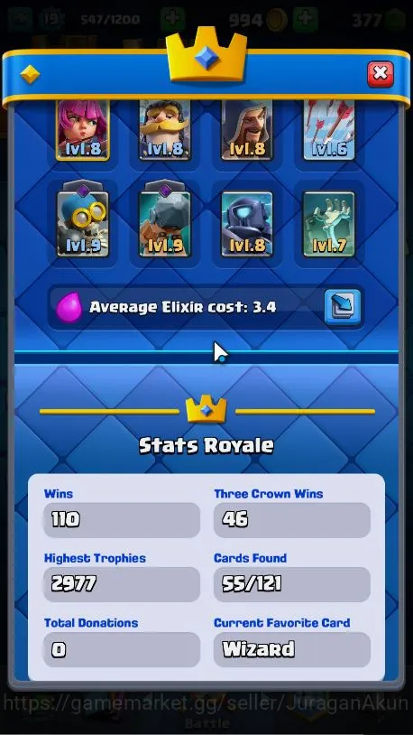 Clash Royale Accounts Midgame Lvl 19|Trophy 2977|KTL 8|Limited Skin|Card 55|1 EVO,11 Epic,20 Rare,20 Common|TakeEmail(CR1058) 4