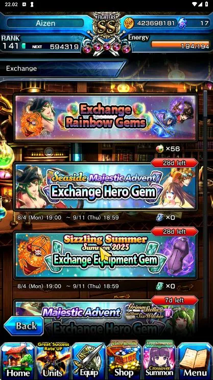 Grand Summoners Accounts End-Game [GLOBAL] Rank 141 | 8Ascend+ 16 Luck Unit| Ainz+TW, Shaltear+TW, Hart+TW, Sunraku 9