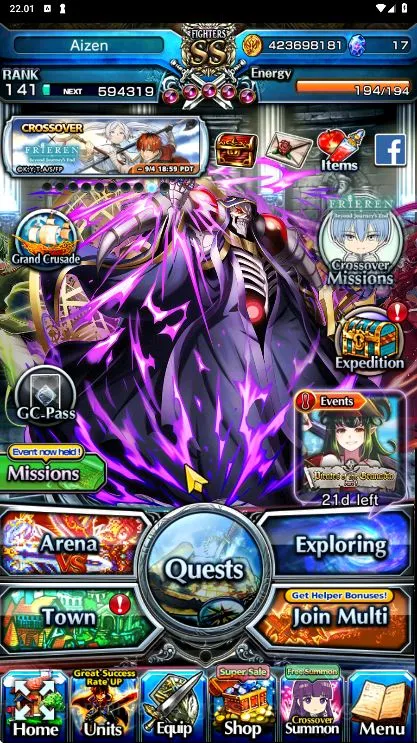 Grand Summoners End-Game [GLOBAL] Rank 141 | 8Ascend+ 16 Luck Unit| Ainz+TW image 1