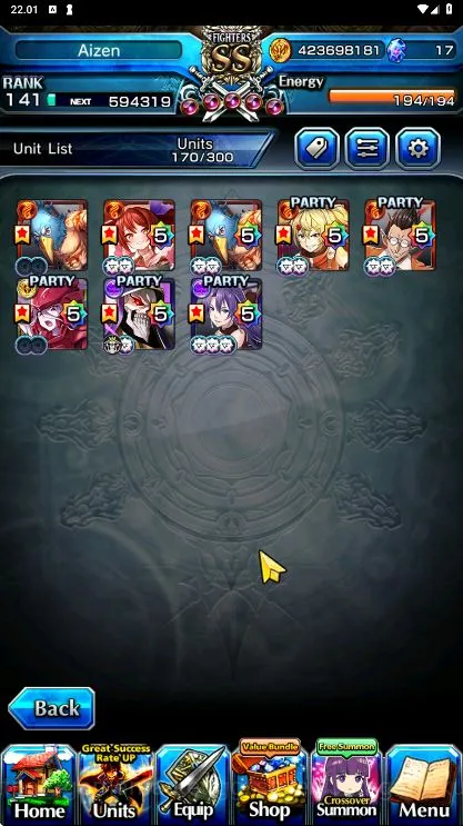 Grand Summoners Accounts End-Game [GLOBAL] Rank 141 | 8Ascend+ 16 Luck Unit| Ainz+TW, Shaltear+TW, Hart+TW, Sunraku 3