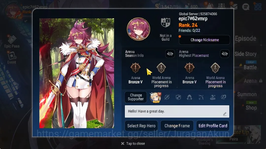 GLOBAL Unverif|Best Starter|2 ML (Lionheart Lermia, Har setti)+Elena,Iseria,etc|POH ON|Log Stove(ES2925) Epic Seven Starter GLOBAL Unverif|Best Starter|2 ML (Lionheart Lermia image 1