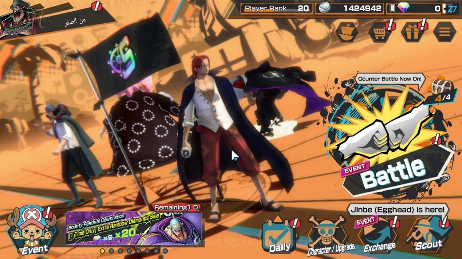 One Piece Bounty Rush Accounts Mid-Tier Global| 8 META EX|BlackBeard Kuzan,FR Shanks,Admiral Fleet Akainu,Film Z