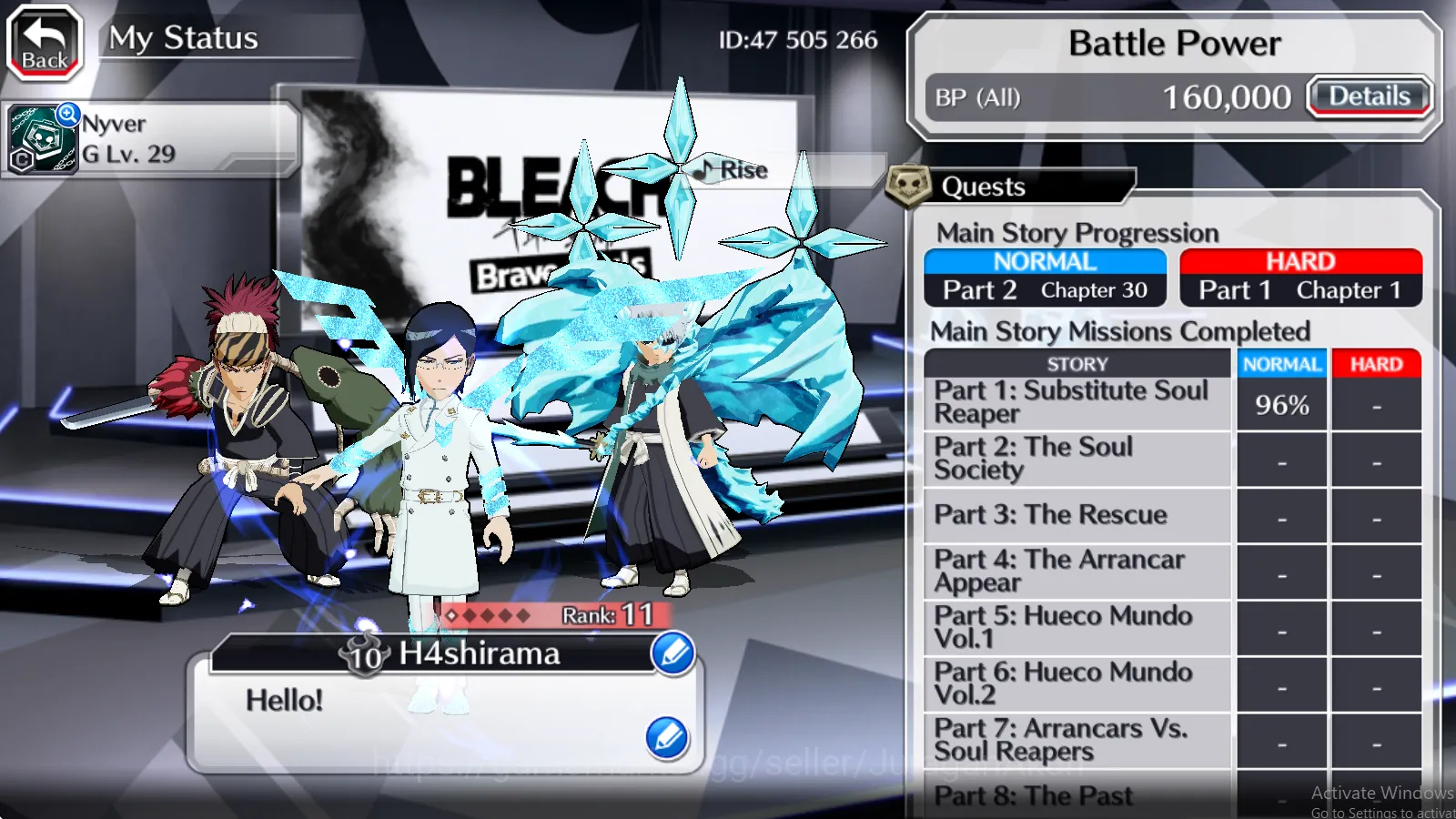 Bleach: Brave Souls Accounts Mid-Tier [GLOBAL] 11k Orbs + 4 Char MT (TYBW25 Uryu+Renji, TYBW24 Robert+Toshiro) | All Lvl 2