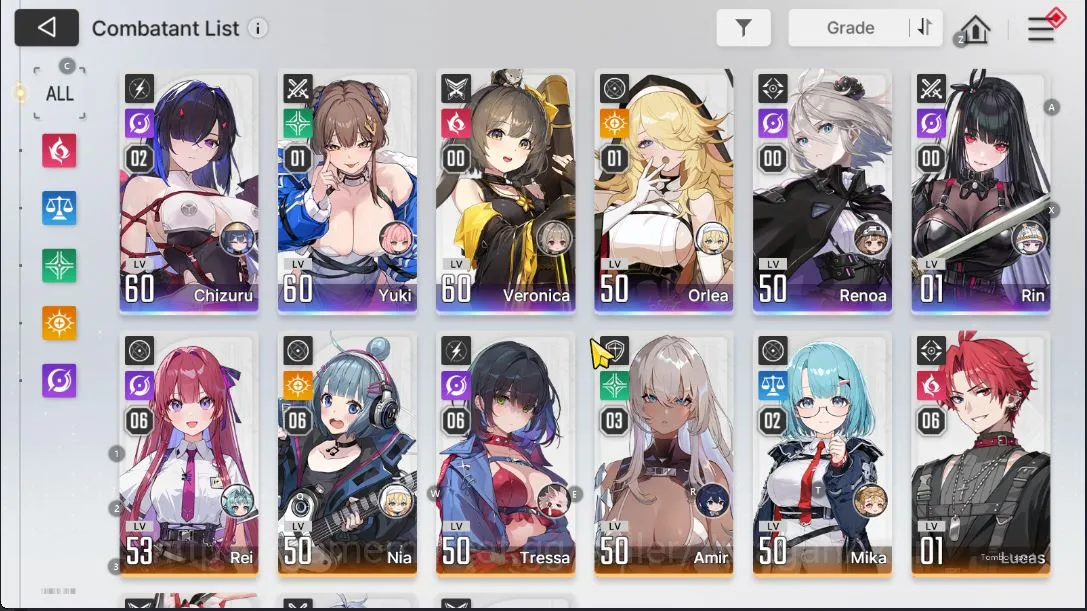 Chaos Zero Nightmare Accounts ASIA Lv51|6 SSR (ChizuruM2+Partner,YukiM1,OrleaM1,Etc)|9 SR(TressaM6,ReiM6,NiaM6,etc) 4 SSR 5