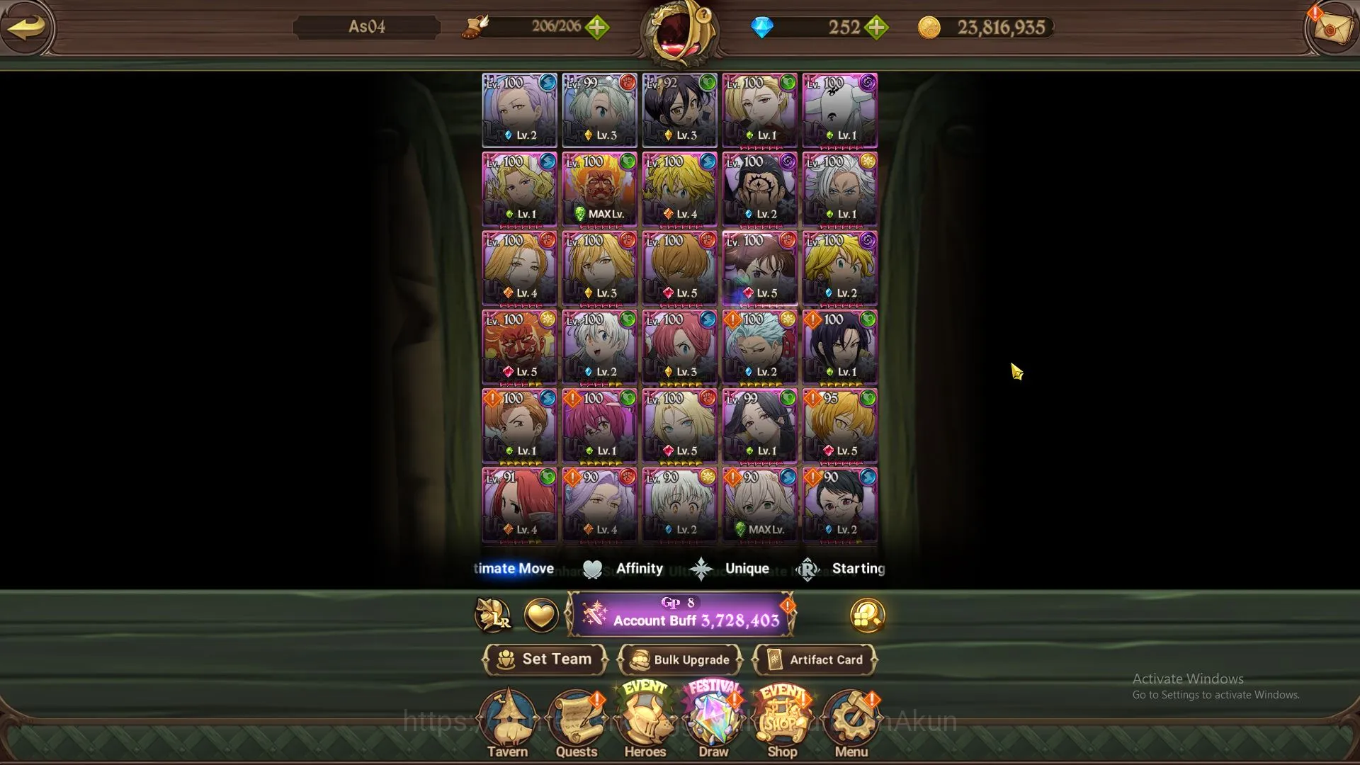 The Seven Deadly Sins: Grand Cross Accounts Midgame ASIA|3,7M CC|3 LR+6 UR+Collab(TOG,Overlord)+252 2