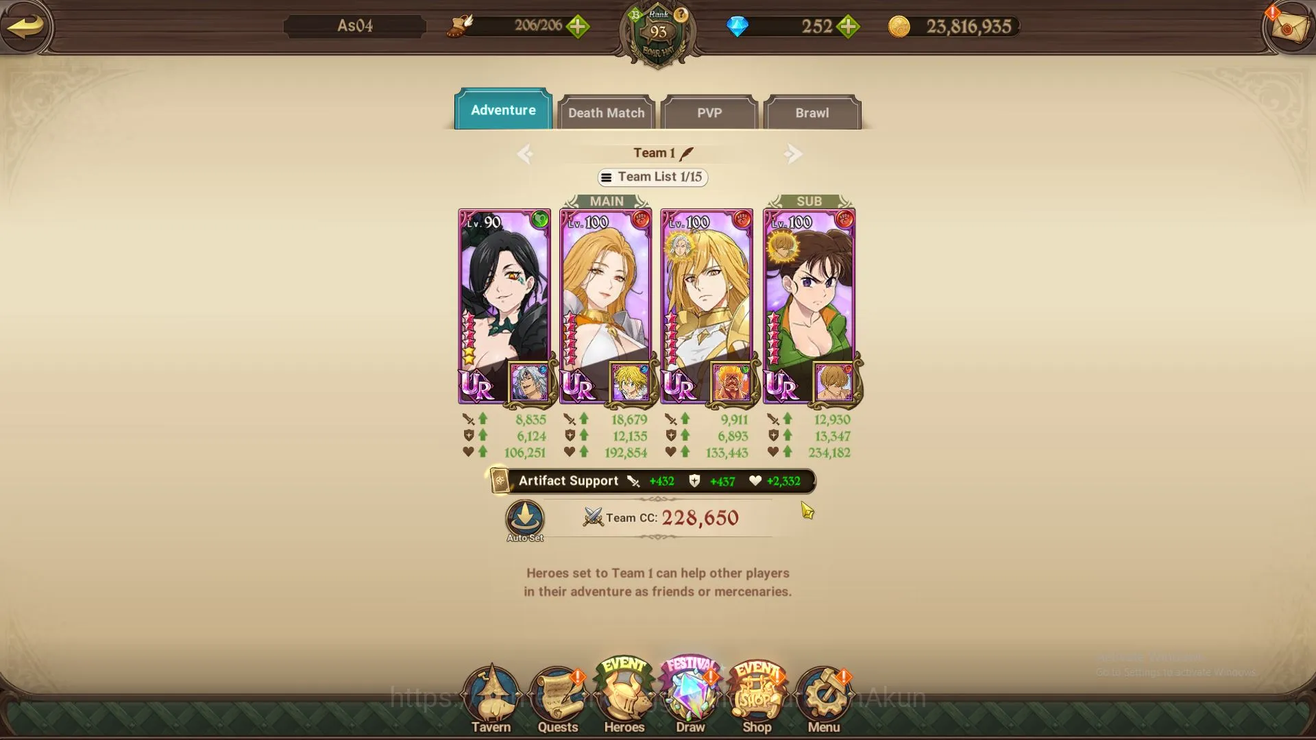 The Seven Deadly Sins: Grand Cross Accounts Midgame ASIA|3,7M CC|3 LR+6 UR+Collab(TOG,Overlord)+252 4