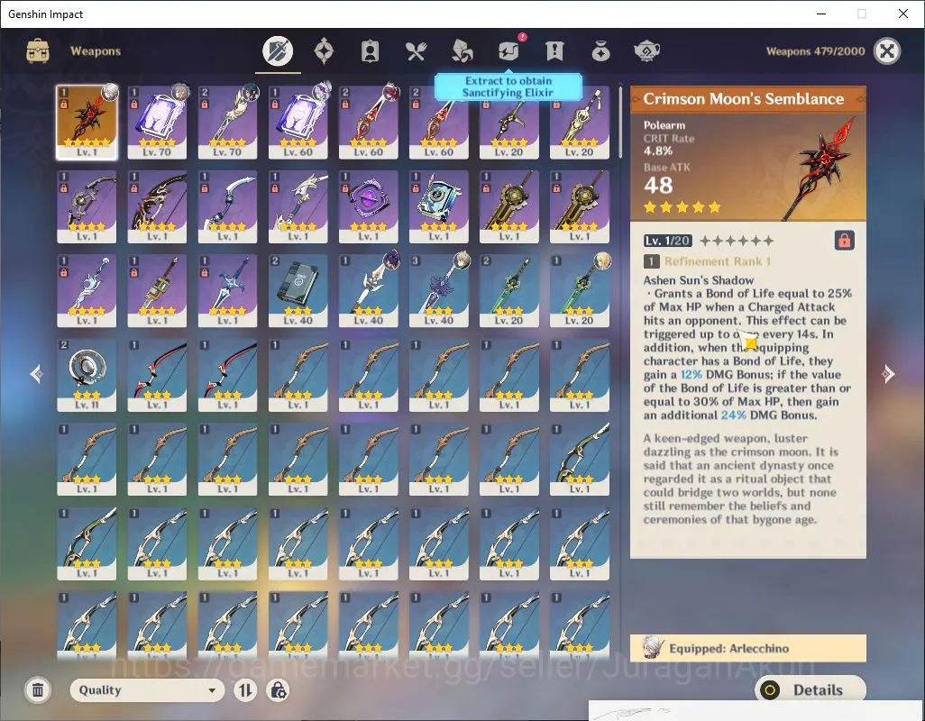 Genshin Impact Accounts ASIA|AR 47|1 Limited + 1[5 Star Weapon]|[Arlecino+ image 3