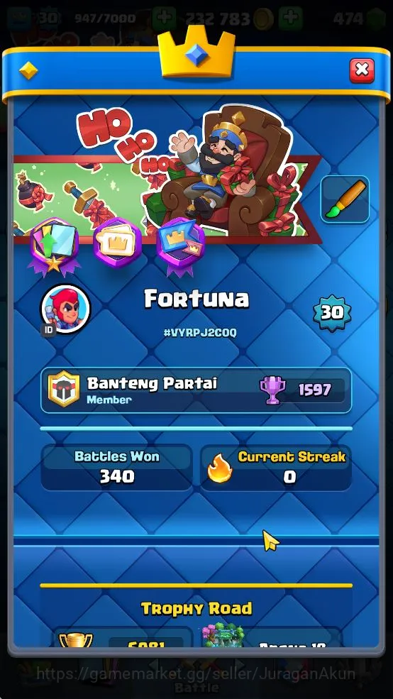 Clash Royale Accounts Lvl 30|Trophy 6981|KTL 11|Limited Skin|Card 113| 1 image 2