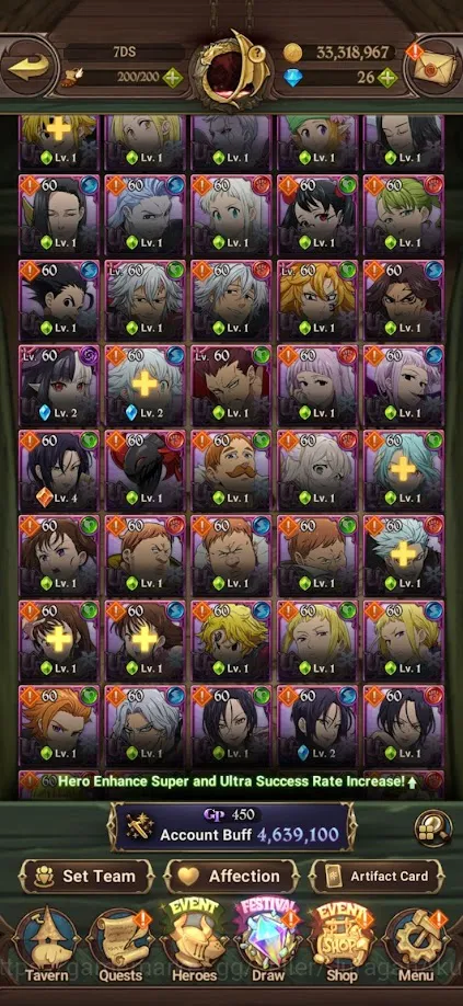 The Seven Deadly Sins: Grand Cross Accounts Endgame Asia | 4,6M CC|2LR+9UR (Despair Mael, Meli Eli, Lancelot, Indomitable 3