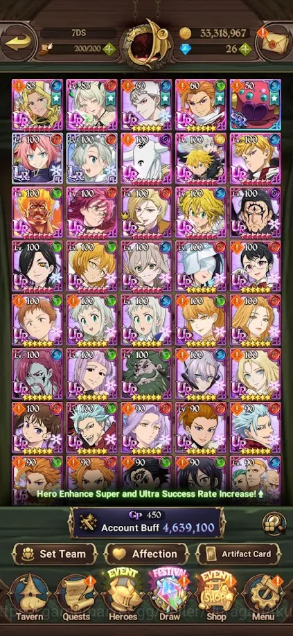 The Seven Deadly Sins: Grand Cross Accounts Endgame Asia | 4,6M CC|2LR+9UR (Despair Mael, Meli Eli, Lancelot, Indomitable 4