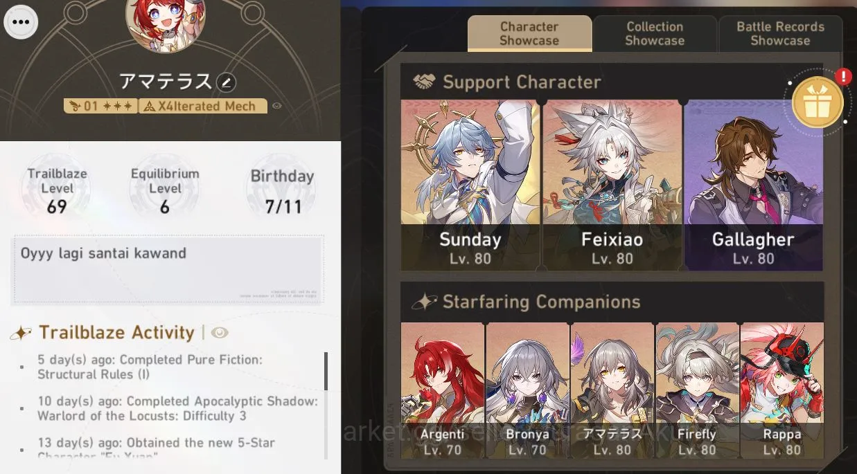 Honkai Star Rail Mid Game ASIA [TL69] 7 limited (FireFly+Sign, Feixiao,Tribb image 1