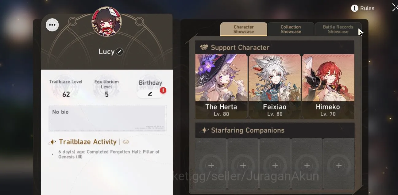 Honkai Star Rail End Game ASIA|TL 62|4 Limited|[Feixiao+Sign,The Herta+Sign, image 1