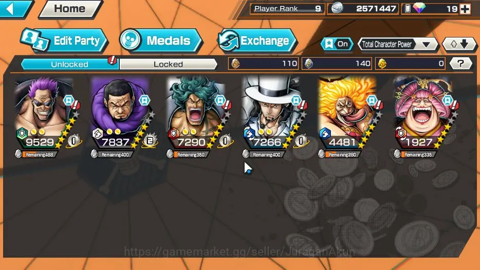 One Piece Bounty Rush Accounts Starter Global|4 META EX|Film Z Zephyr,Awakened Form Lucci,Hunger Pangs Linlin,BMO Olin the 2