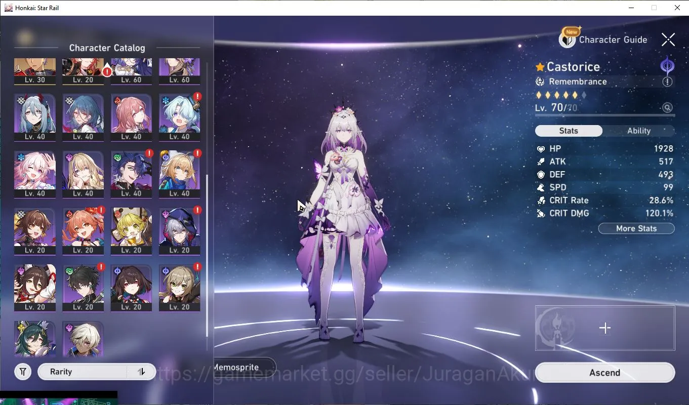 Honkai Star Rail Accounts Starter ASIA|TL 60 |8 Limited |[Acheron,Jiaoqiu,Cipher,Castorice,ETC]|MC Female|The Xianzhou 4