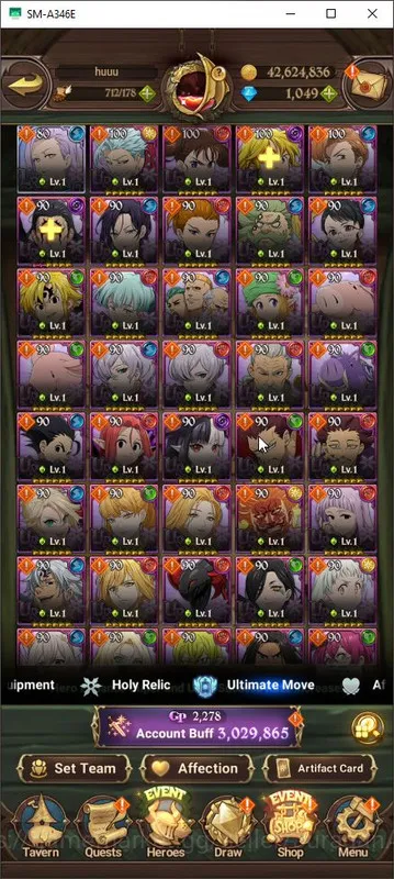 The Seven Deadly Sins: Grand Cross Accounts Midgame GLOBAL|3M CC|1 LR + 5 UR + Collab Solve,Emine + 1049 Gems 2