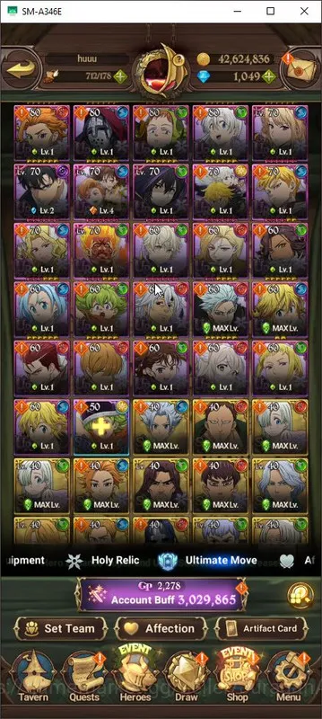 The Seven Deadly Sins: Grand Cross Accounts Midgame GLOBAL|3M CC|1 LR + 5 UR + Collab Solve,Emine + 1049 Gems 4