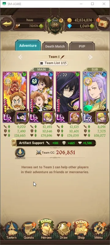 The Seven Deadly Sins: Grand Cross Accounts Midgame GLOBAL|3M CC|1 LR + 5 UR + Collab Solve,Emine + 1049 Gems 6