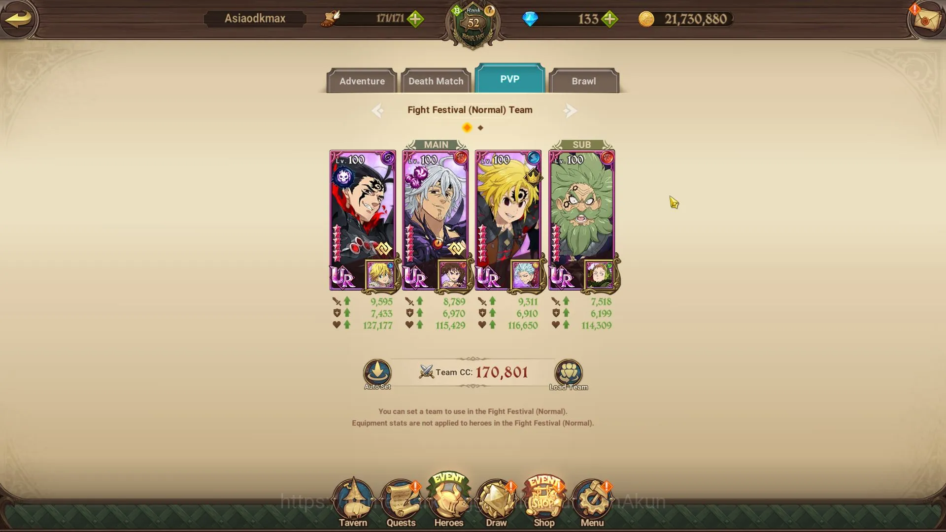 The Seven Deadly Sins: Grand Cross Accounts Midgame ASIA|1,8M CC|1 LR + 2 UR + 133 Gems (Elizabeth,Lancelot,Oppressor Demon 3