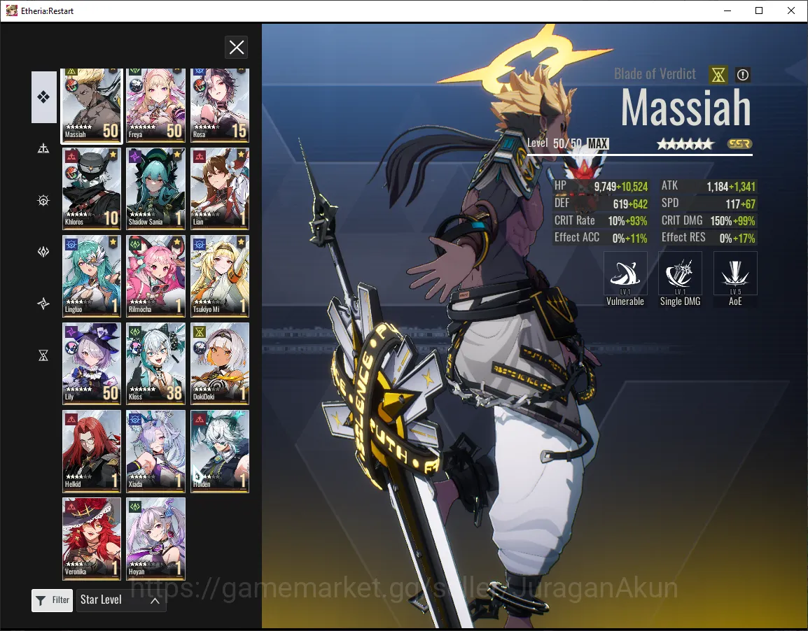 Etheria: Restart Accounts [Sv Global-S3] 2,5k crystal| Mid-Game 17 SSR (Mass image 5