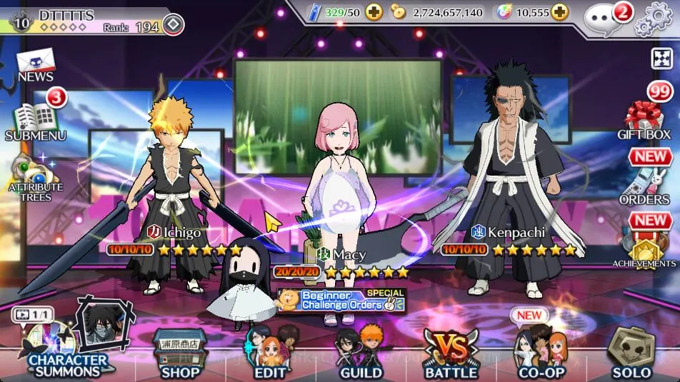 Bleach: Brave Souls Accounts Mid-Tier [GLOBAL]|10K Orb|3 MT[BTW Macy,Kenpachi 9th,Ichigo 8th],Ichigo 10thAnniv,Rukia 5