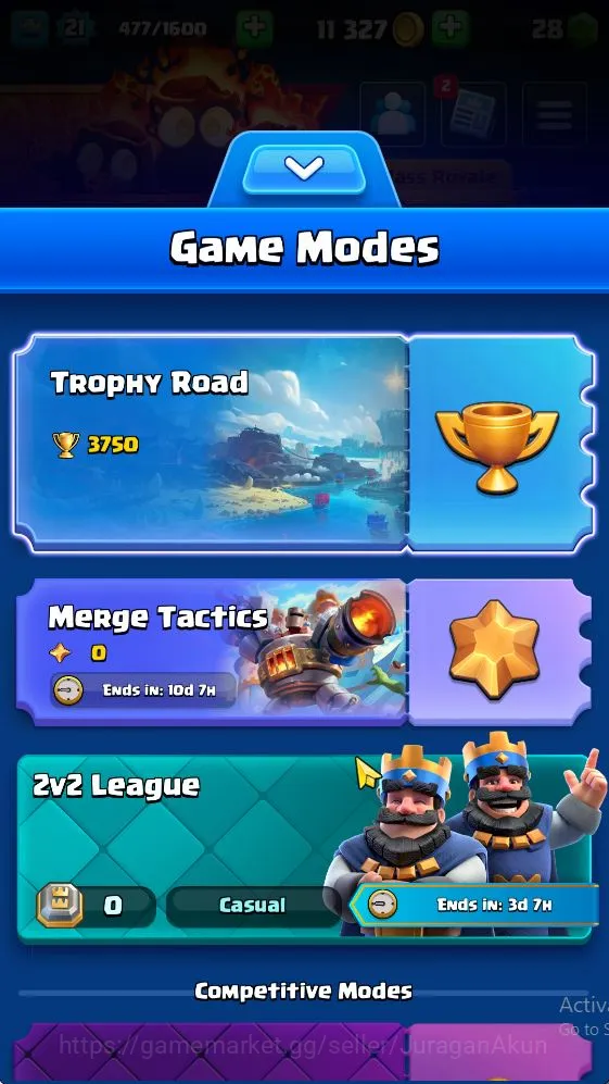 Lvl 21|Trophy 3750|KTL 8|Limited Skin Emote|Card 64|1 EVO,2 Legend,13 Epic,23 Rare,26 Common|TakeEmail|(CR1068) Clash Royale Midgame Lvl 21|Trophy 3750|KTL 8|Limited Skin Emote|Card 6 image 1