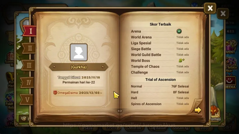 Summoners War: Sky Arena Accounts Starter ASIA|LV36|1 LD[Gurkha]|5 Total NB5(Baleyr,Bernadotte,Etc) + 36 *6 Monster + Many 3