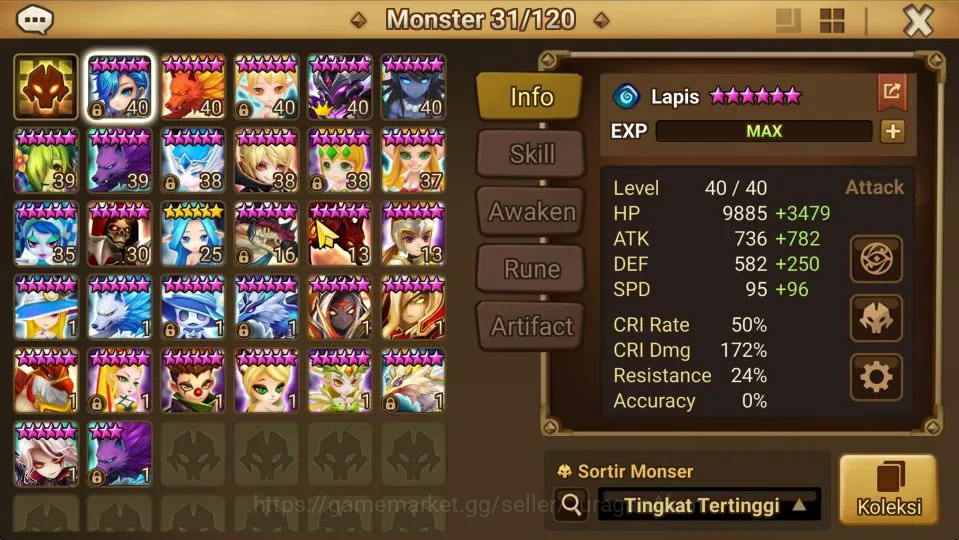 Summoners War: Sky Arena Accounts Starter ASIA|LV36|1 LD[Gurkha]|5 Total NB5(Baleyr,Bernadotte,Etc) + 36 *6 Monster + Many 4