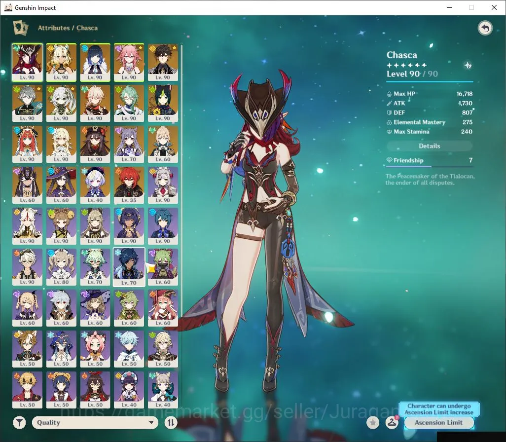 Genshin Impact Accounts Mid Game ASIA|AR 59|12 Limited + 3 [5 Star Weapon]|[Hu Tao,Xilonen,Kazuha,Nahida,Yelan,Yae 4