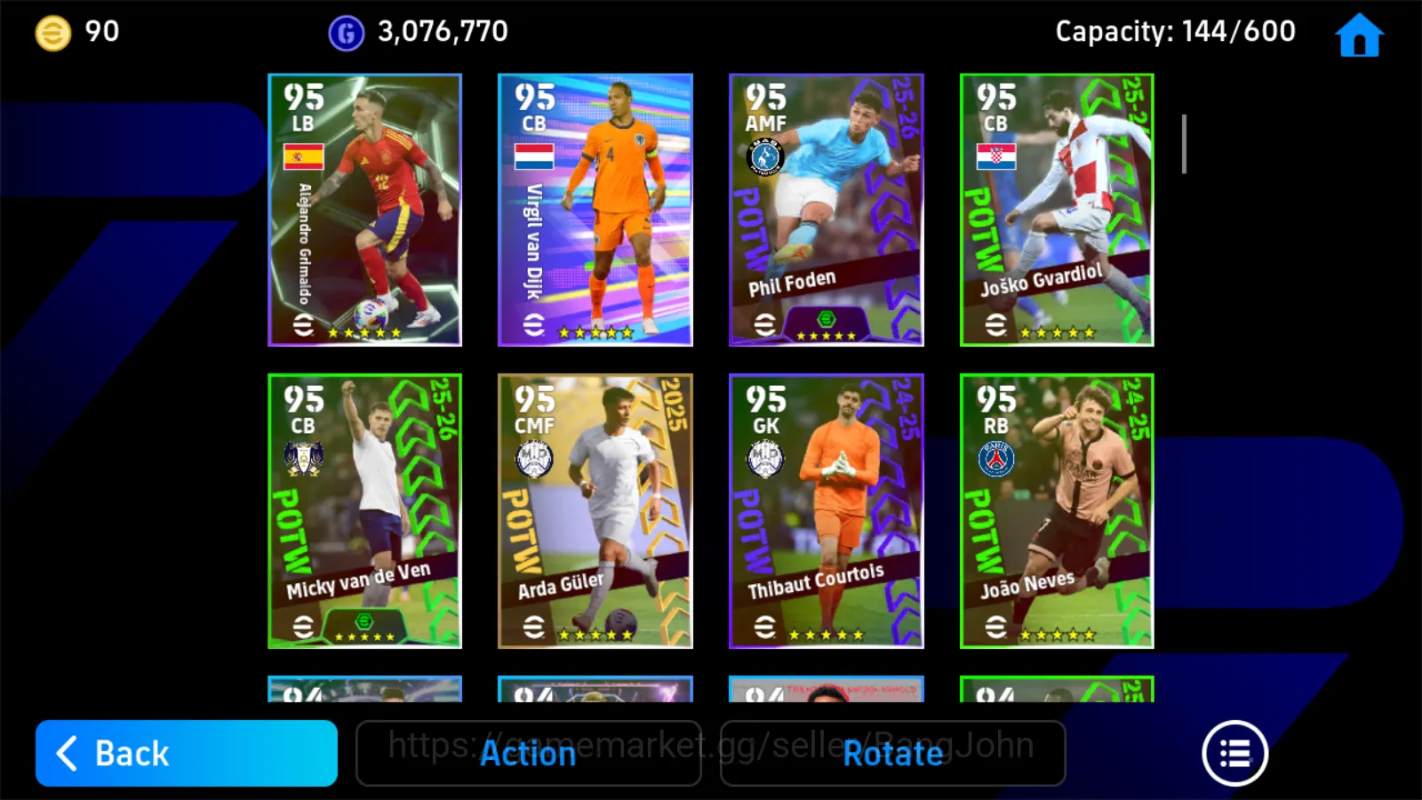 eFootball Accounts Others Power 3142 | kvaratskhella bigtime blitz rodri showtime darren fletcher epic db new o khan epic db 7